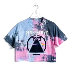Pink Floyd Women’s Tie-Dye Crop Top - “The Dark Side of the Moon” Design, Size M